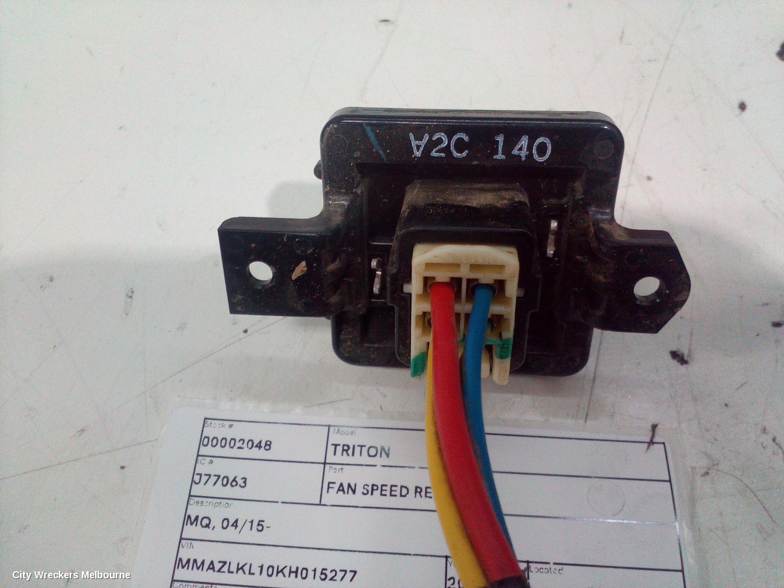 MITSUBISHI TRITON FAN SPEED RESISTOR, MQ/MR, NON CLIMATE CONTROL TYPE (4 PIN), 03/2015 - 10/2023