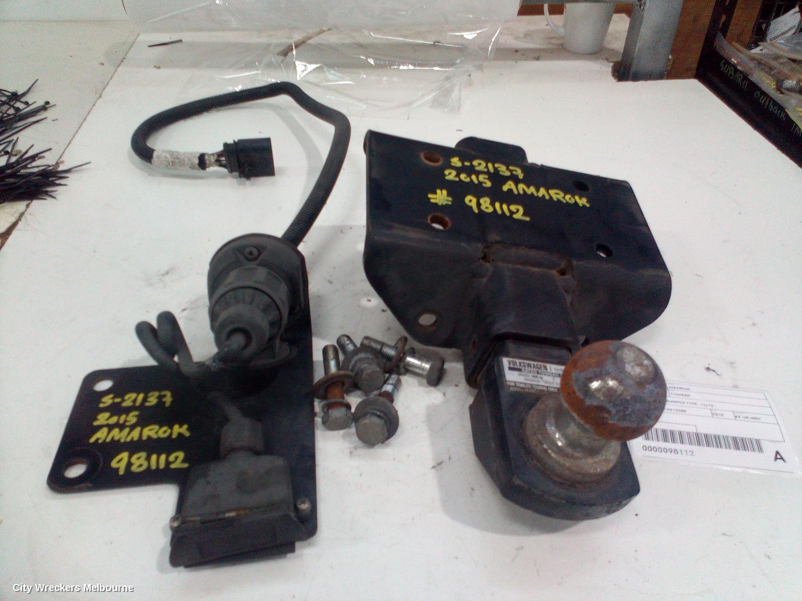 VOLKSWAGEN AMAROK TOWBAR, 2H, W/ REAR BUMPER TYPE, 12/2010 ONWARDS