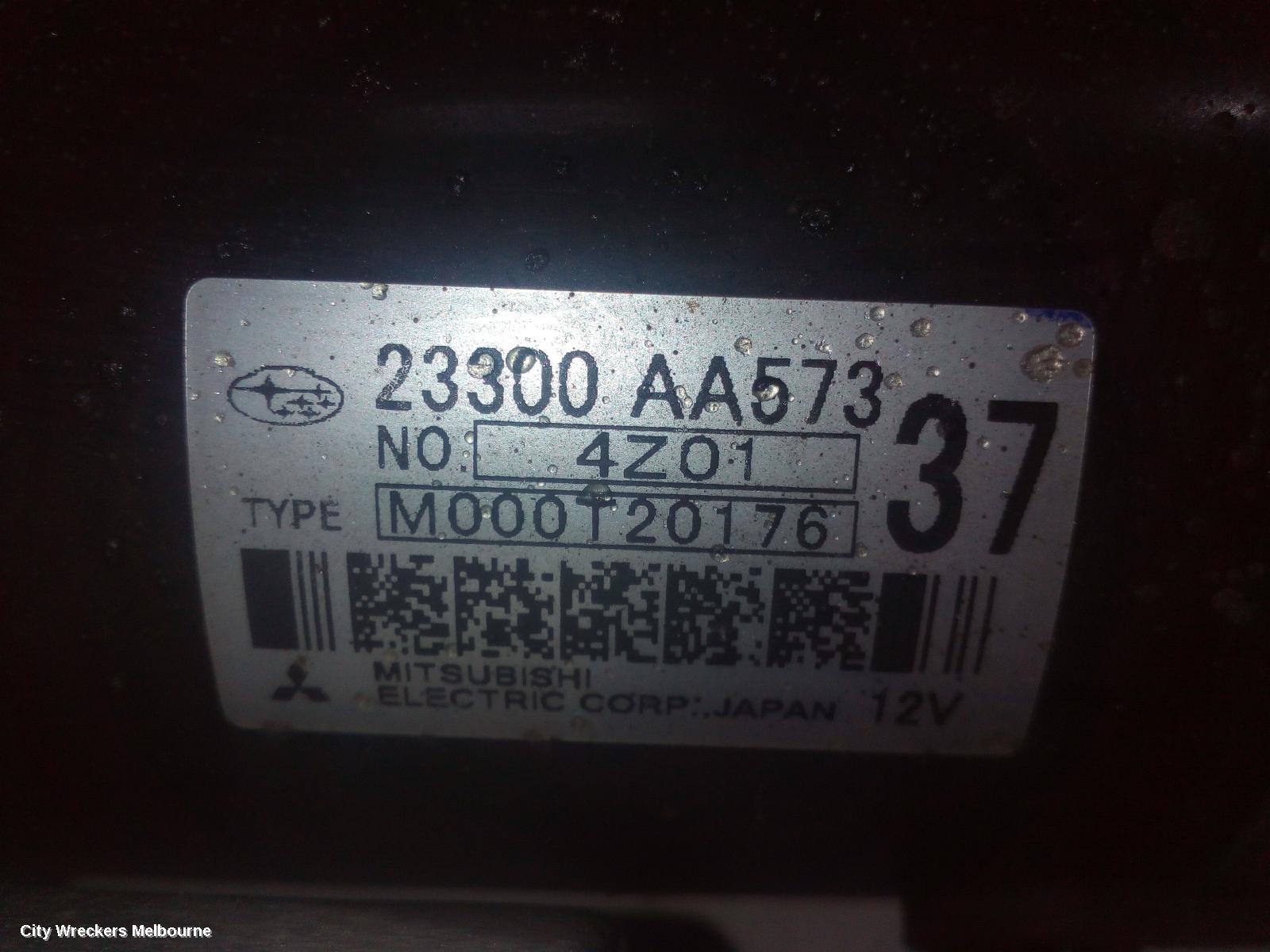 SUBARU OUTBACK STARTER, PETROL, EZ36, AUTO, CVT, 6 SPEED, 6TH GEN, 08/2014 - 12/2020