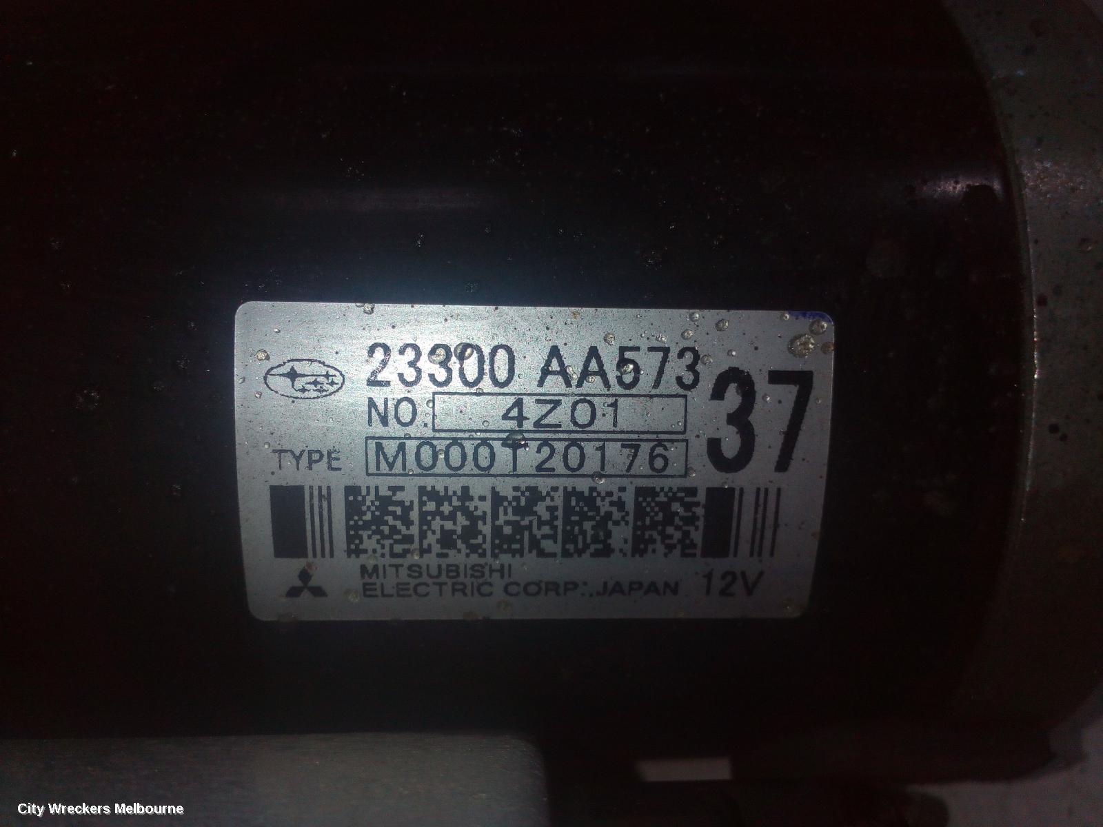 SUBARU OUTBACK STARTER, PETROL, EZ36, AUTO, CVT, 6 SPEED, 6TH GEN, 08/2014 - 12/2020