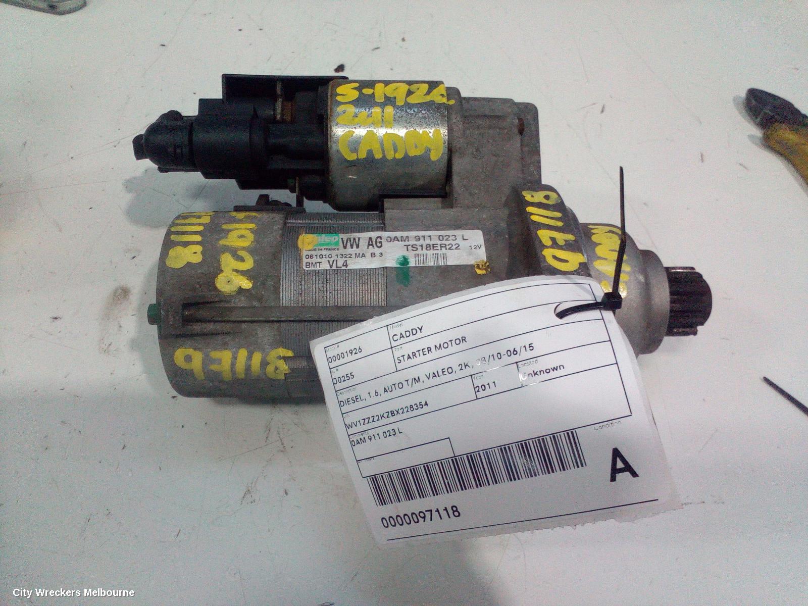 VOLKSWAGEN CADDY STARTER, DIESEL, 1.6, AUTO T/M, VALEO, 2K, 08/2010 - 06/2015