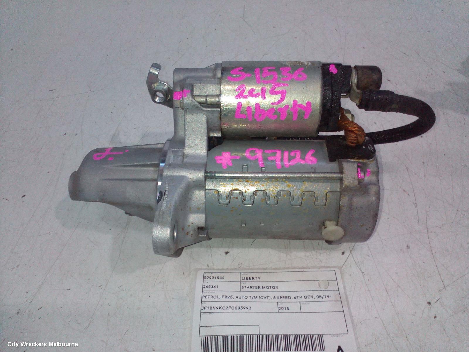SUBARU LIBERTY STARTER, PETROL, FB25, AUTO T/M (CVT), 6 SPEED, 6TH GEN, 08/2014 - 12/2017