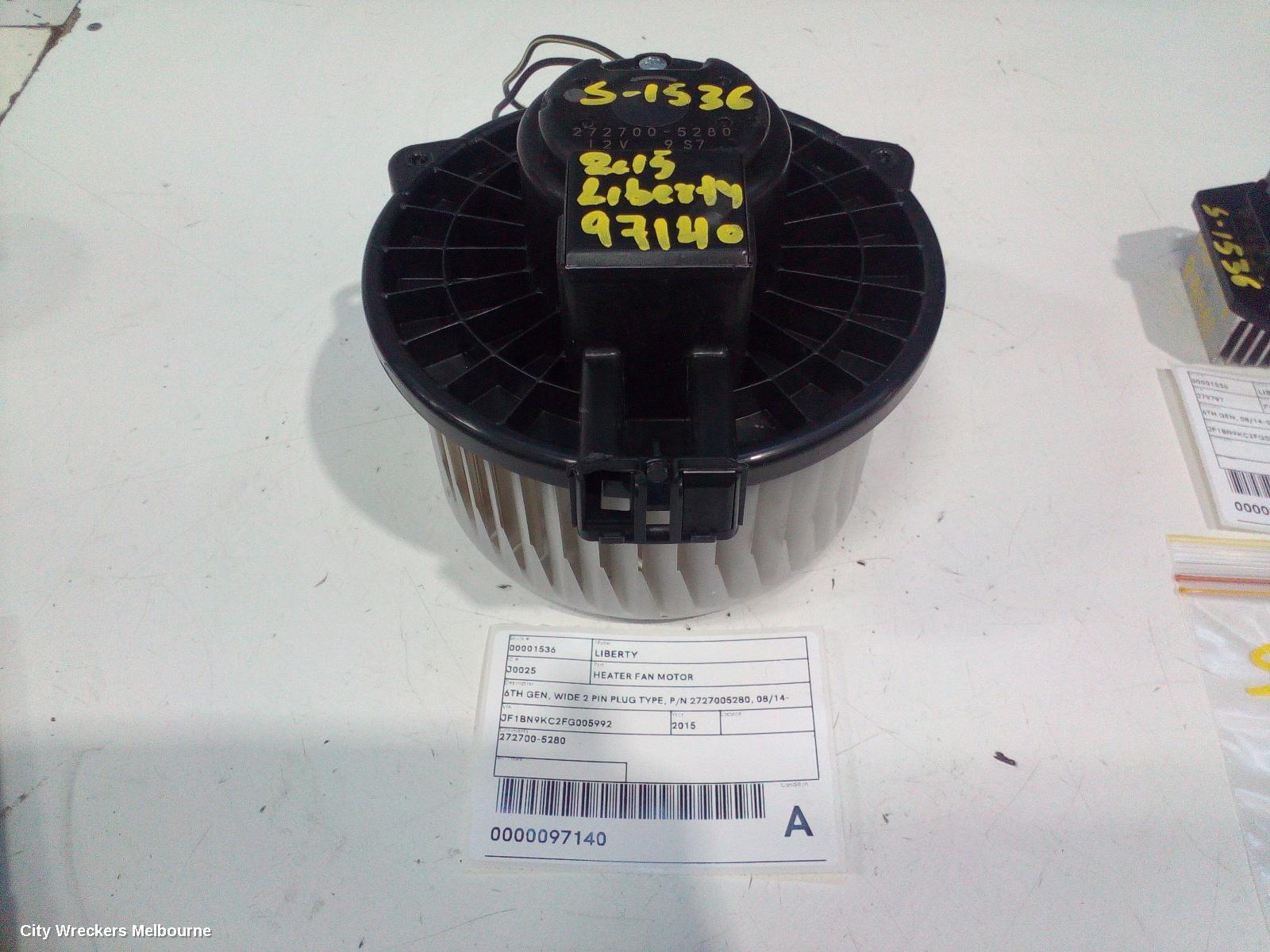 SUBARU LIBERTY HEATER FAN MOTOR, 6TH GEN, WIDE 2 PIN PLUG TYPE, P/N 2727005280, 08/2014 - 04/2021