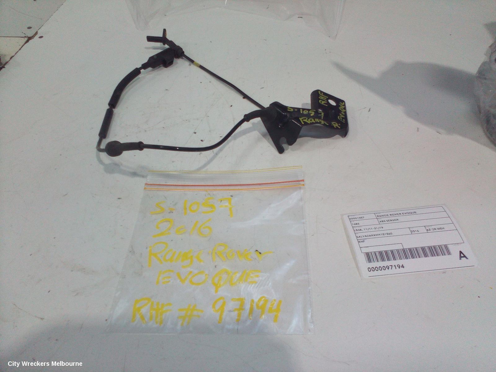 LAND ROVER RANGEROVER EVOQUE ABS SENSOR, L538, RH FRONT, 11/2011 - 01/2019
