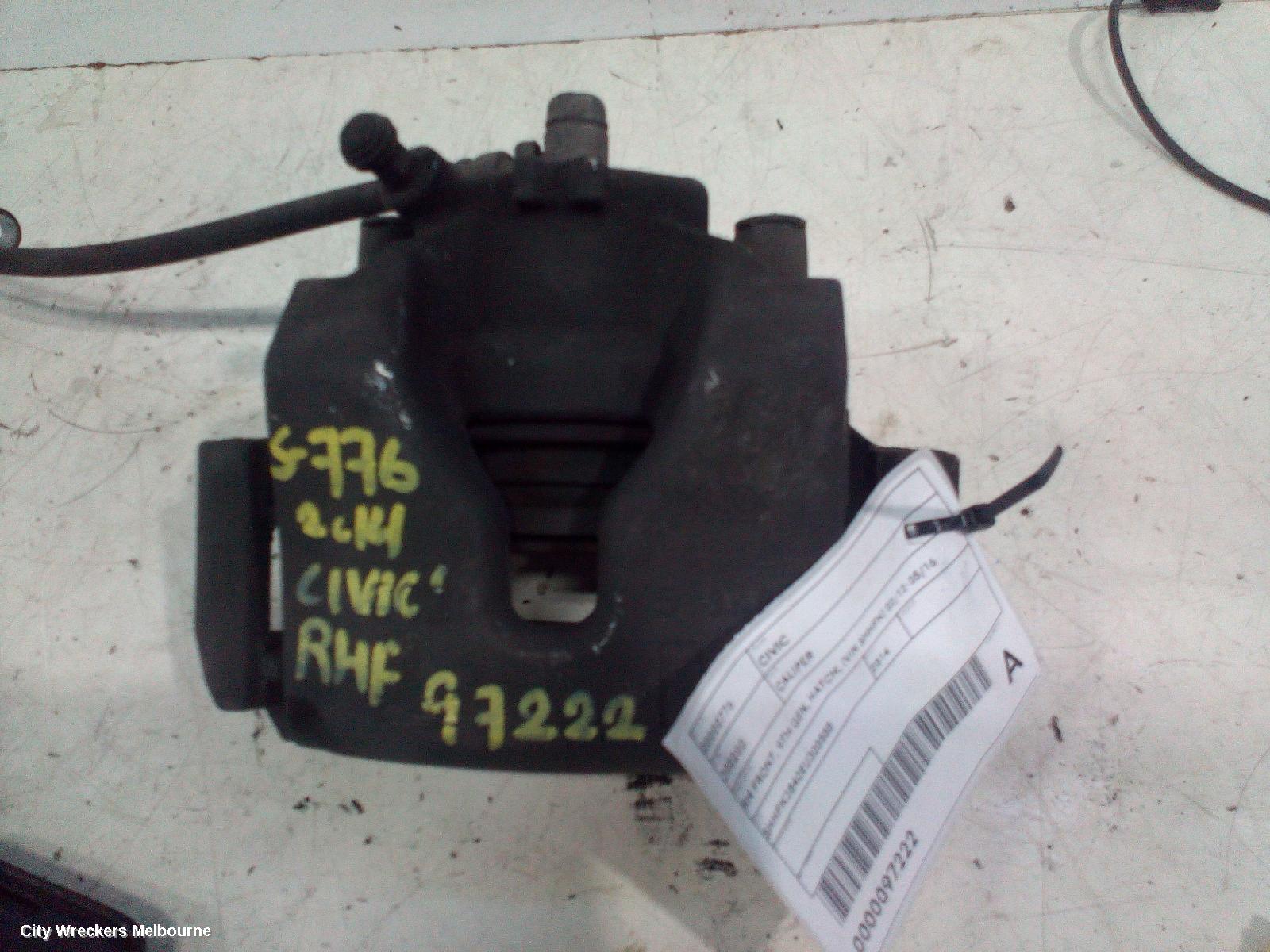 HONDA CIVIC CALIPER, RH FRONT, 9TH GEN, HATCH, (VIN SHHFK) 02/2012 - 05/2016