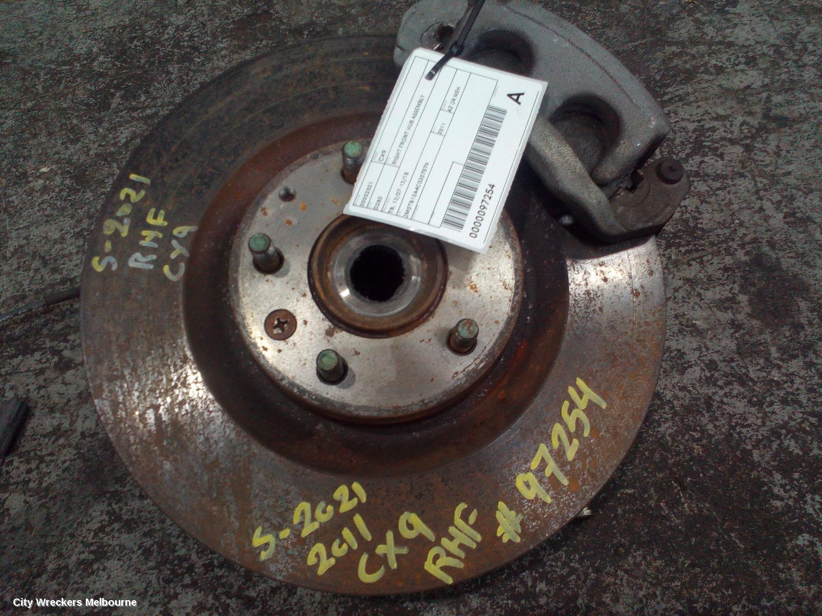 MAZDA CX9 RIGHT FRONT HUB ASSEMBLY, TB, FWD TYPE, 12/2007 - 12/2015