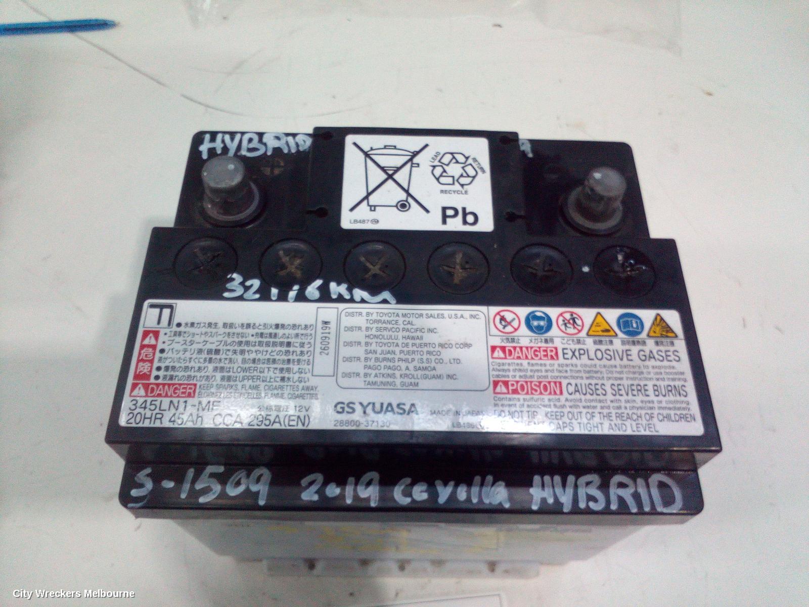 TOYOTA COROLLA BATTERY, 12V VOLT BATTERY, E210, 07/2018 ONWARDS