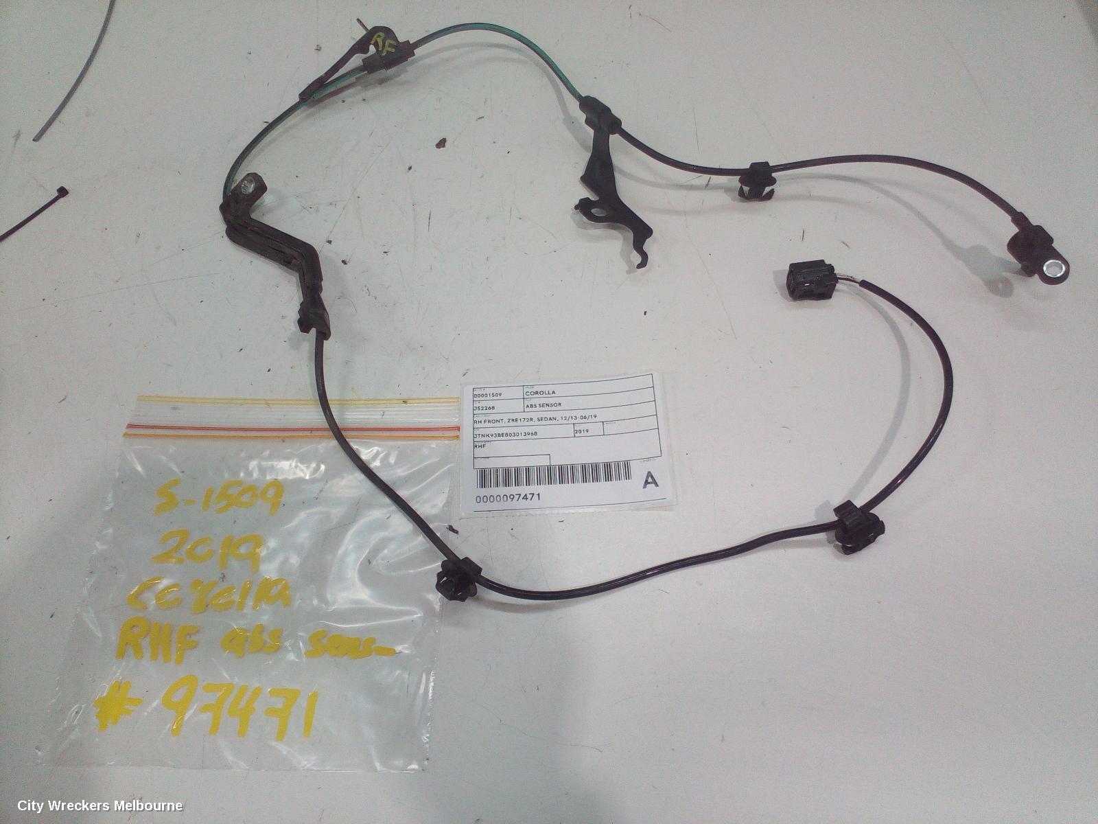 TOYOTA COROLLA ABS SENSOR, RH FRONT, ZRE172R, SEDAN, 12/2013 - 06/2019