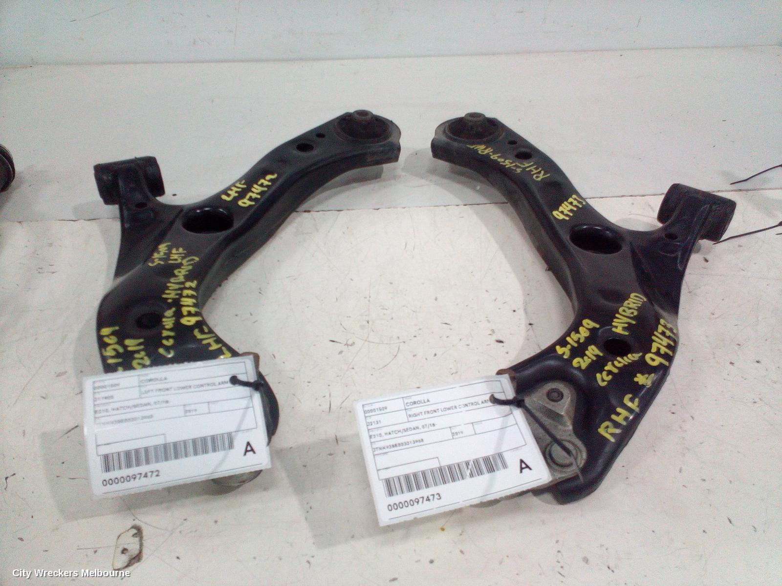 TOYOTA COROLLA RIGHT FRONT LOWER CONTROL ARM, E210, HATCH/SEDAN, 07/2018 ONWARDS