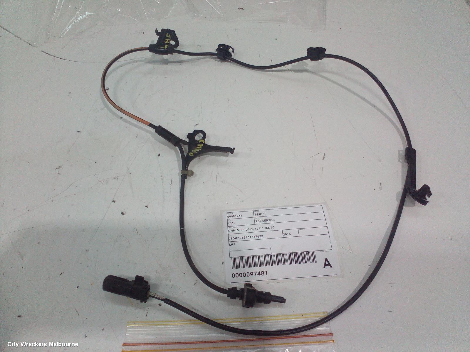 TOYOTA PRIUS ABS SENSOR, NHP10, LH FRONT, PRIUS C, 12/2011 - 03/2020