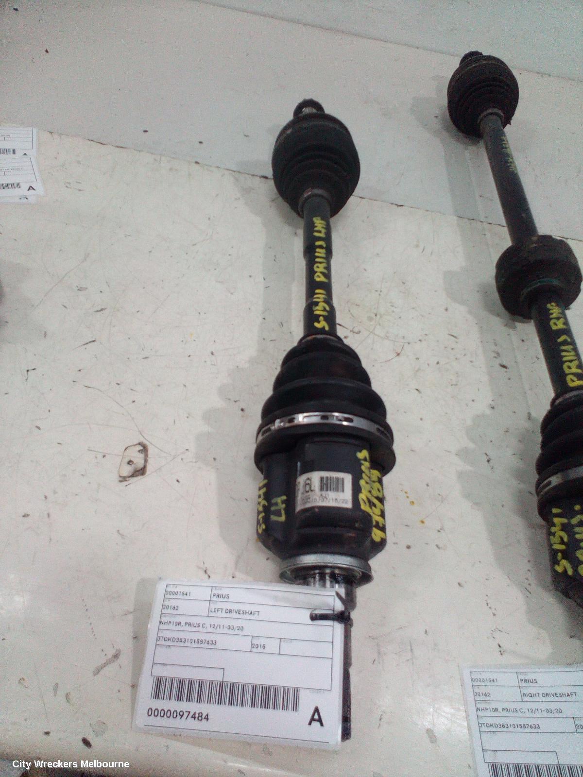 TOYOTA PRIUS LEFT DRIVESHAFT, NHP10R, PRIUS C, 12/2011 - 03/2020