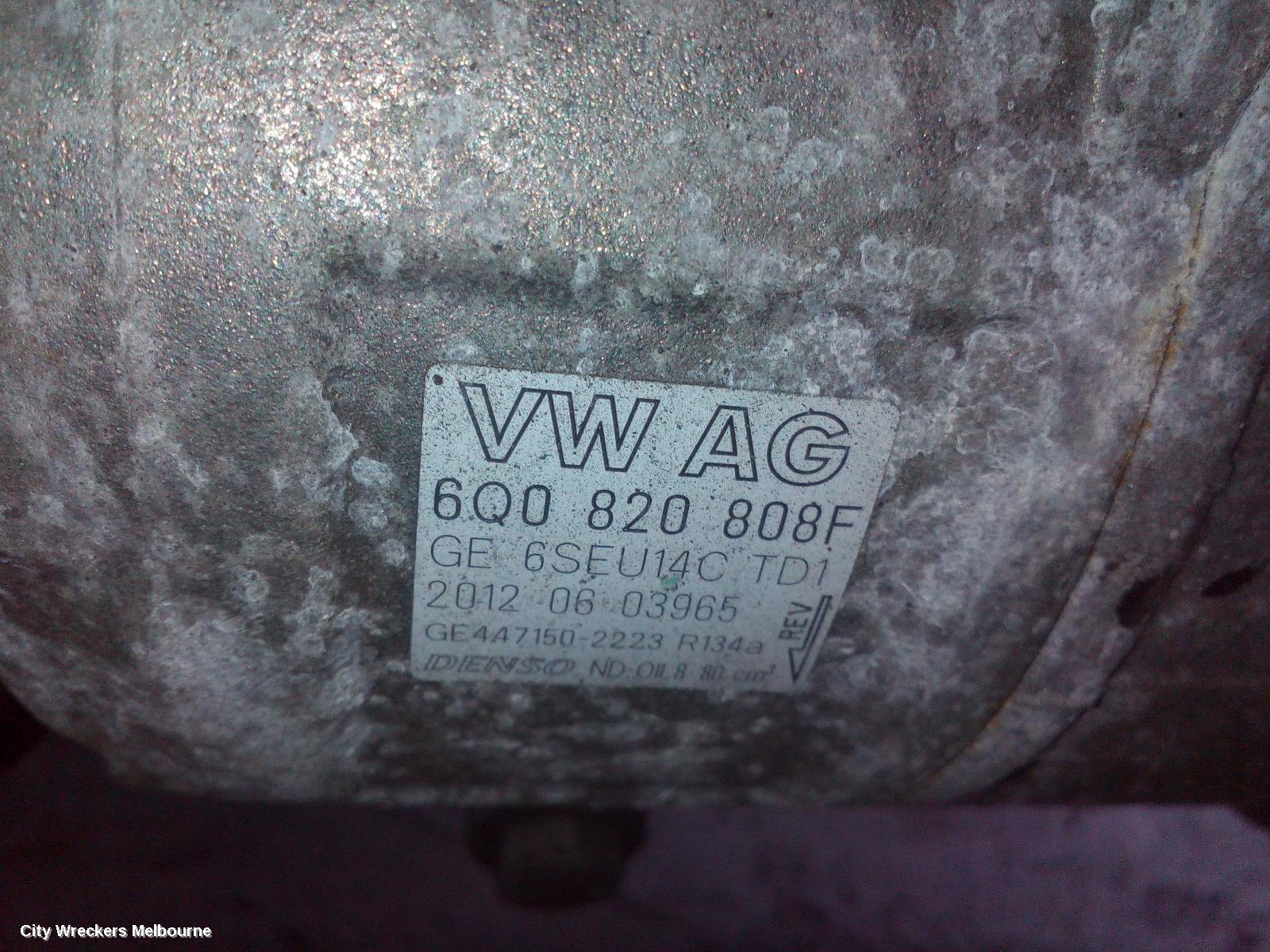 VOLKSWAGEN POLO A/C COMPRESSOR, 6R, 1.4, PETROL, NON TURBO, 05/2010 - 05/2014