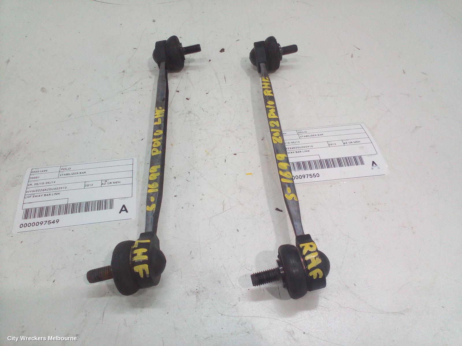 VOLKSWAGEN POLO STABILISER BAR, 6R, 05/2010 - 05/2014