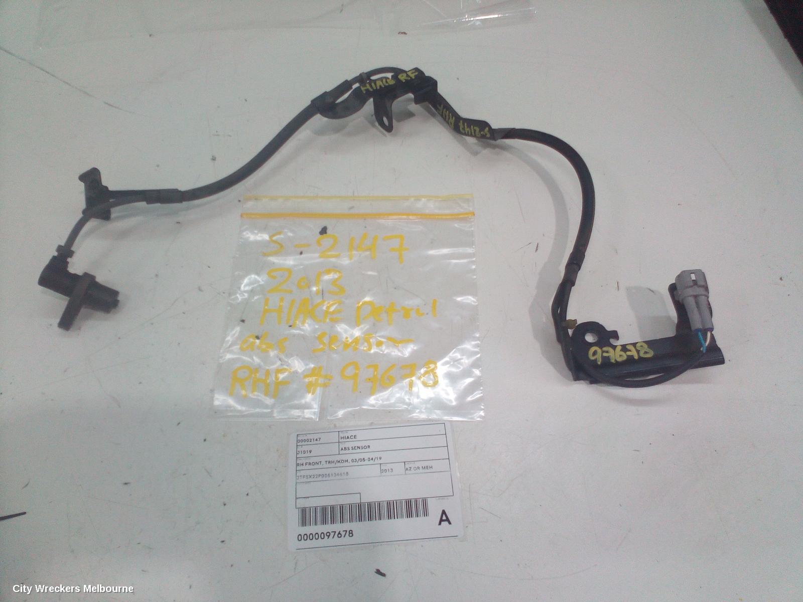 TOYOTA HIACE ABS SENSOR, RH FRONT, W/ LOOM TYPE, TRH/KDH, 03/2005 - 04/2019