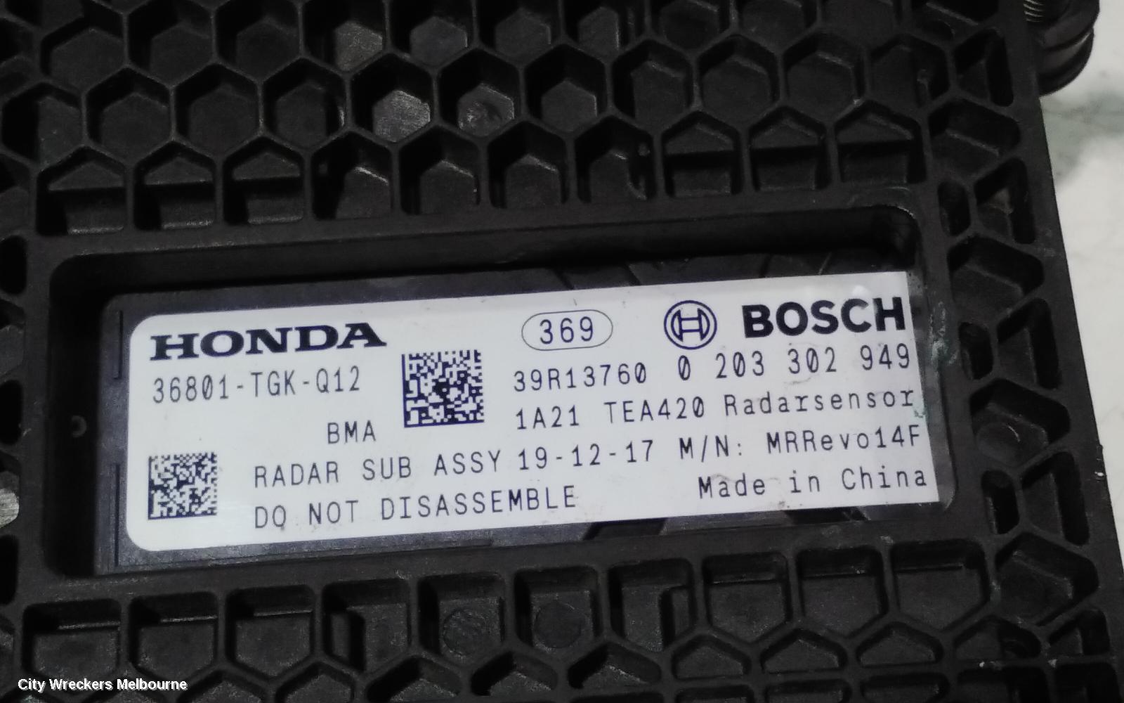 HONDA CIVIC, 10TH GEN, 05/2016 - 08/2021, RADAR SENSOR ~ HONDA: 36801-TGK-Q12 ~ BOSCH: 0 203 302 949: 97795