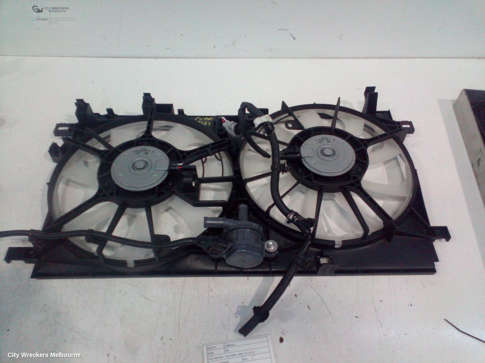 TOYOTA COROLLA FAN, DUAL FAN ASSY, 1.8, PETROL, ZWE211R, 07/2018 ONWARDS
