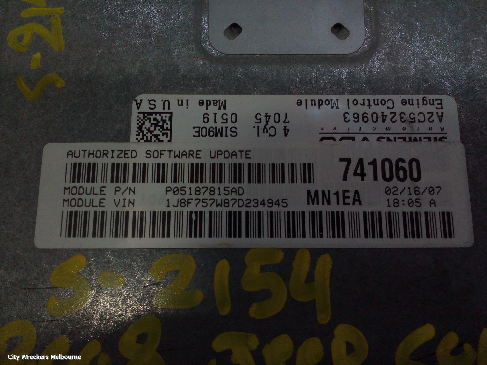 JEEP COMPASS ECU, ENGINE ECU, 2.4, PETROL, MANUAL T/M, MK, 03/2007 - 03/2010