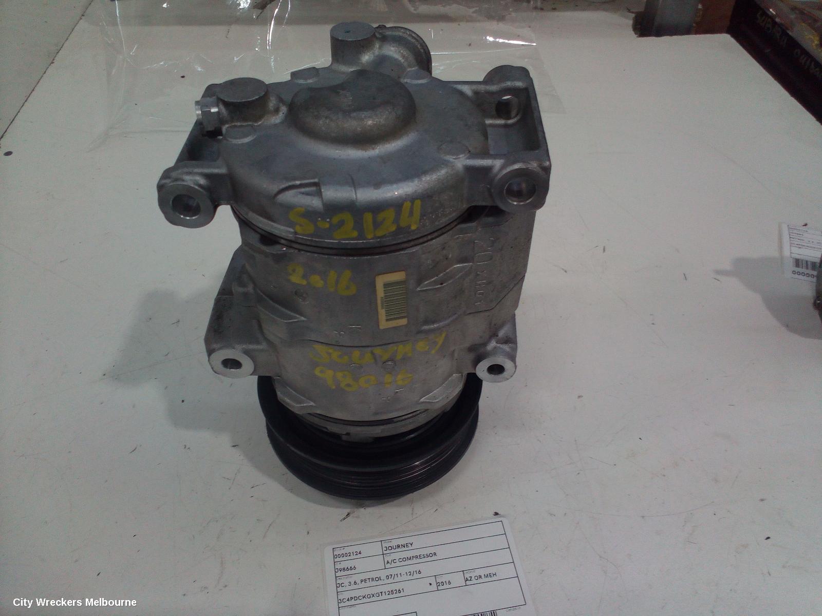 DODGE JOURNEY A/C COMPRESSOR, JC, 3.6, PETROL, 07/2011 - 12/2016