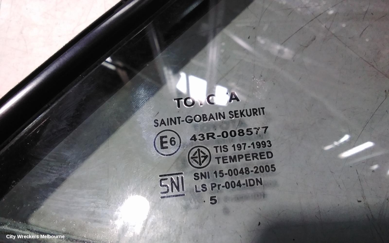TOYOTA COROLLA RIGHT REAR 1/4 DOOR GLASS, ZRE172/20182R, 12/2013 - 06/2019