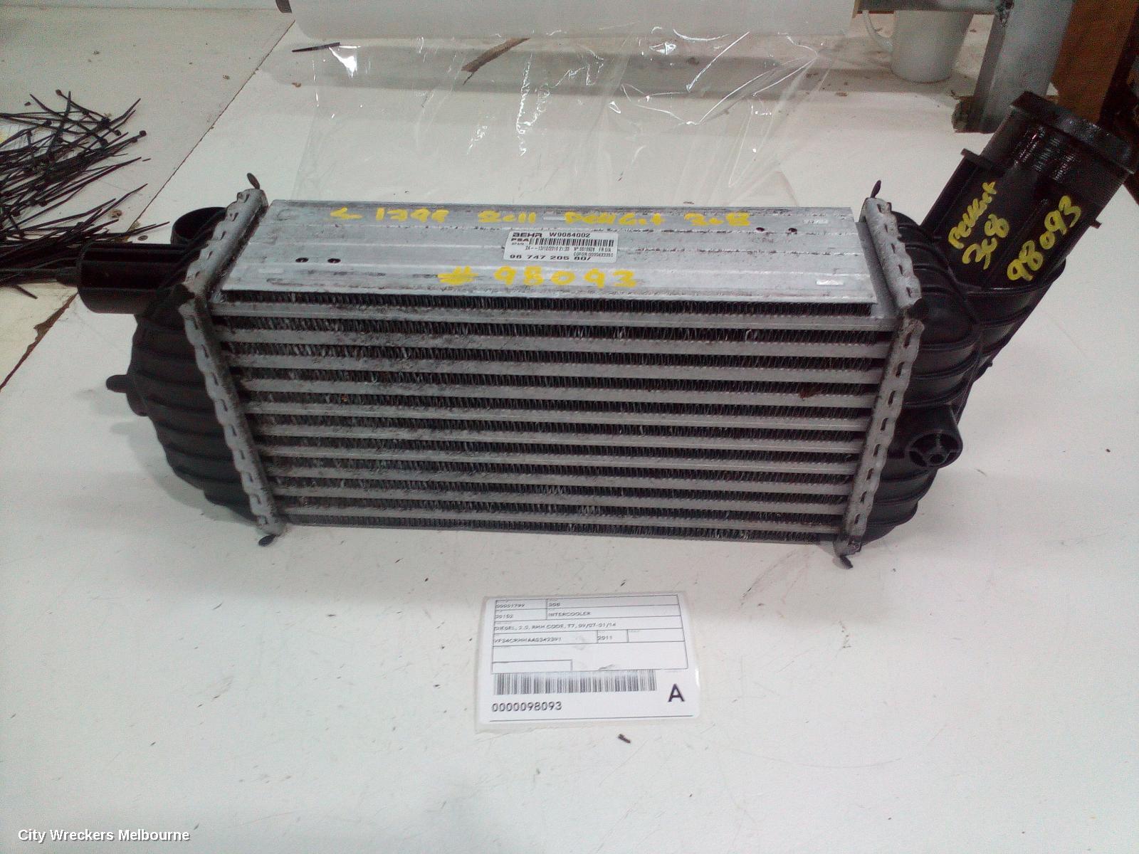 PEUGEOT 308 INTERCOOLER, DIESEL, 2.0, RHH CODE, T7, 09/2007 - 01/2014