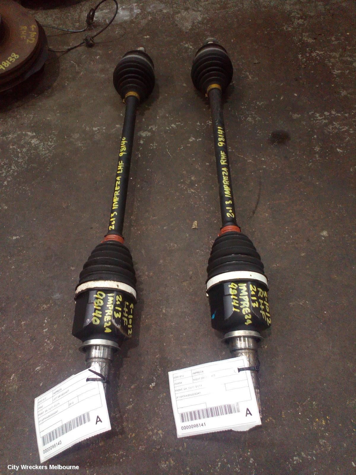 SUBARU IMPREZA RIGHT DRIVESHAFT, FRONT, G4, 12/2011 - 01/2014
