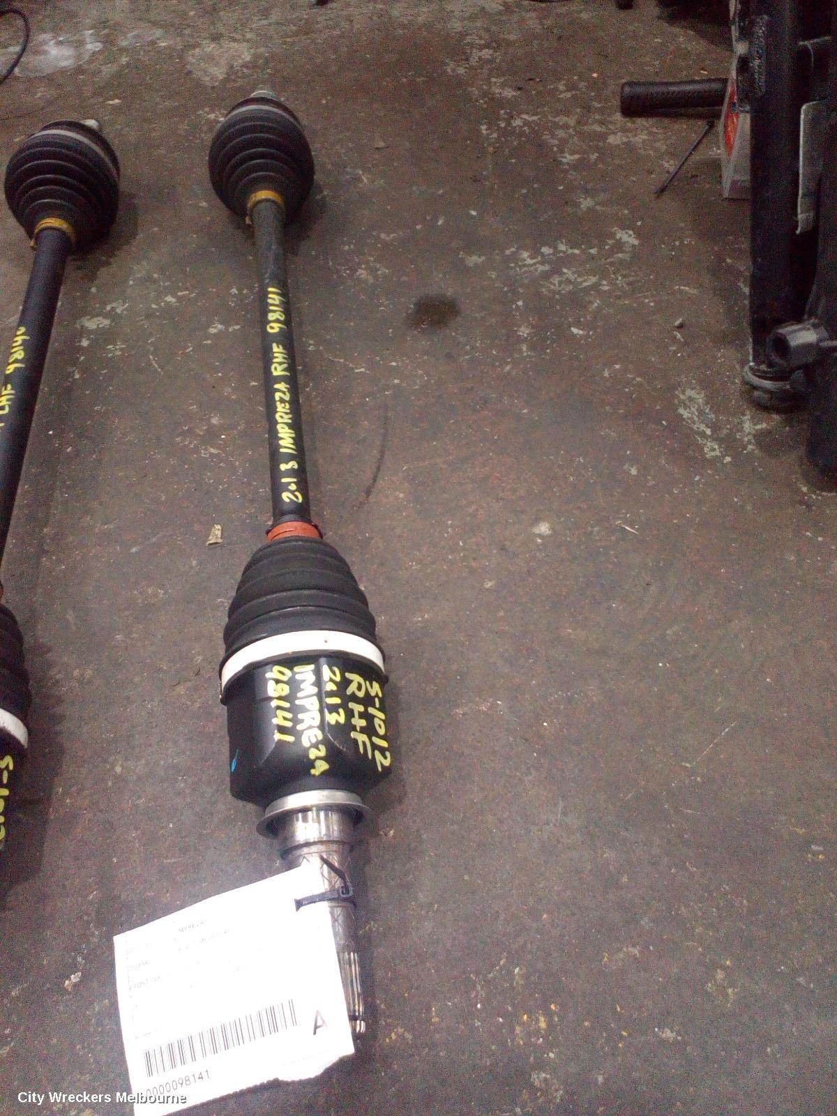 SUBARU IMPREZA RIGHT DRIVESHAFT, FRONT, G4, 12/2011 - 01/2014