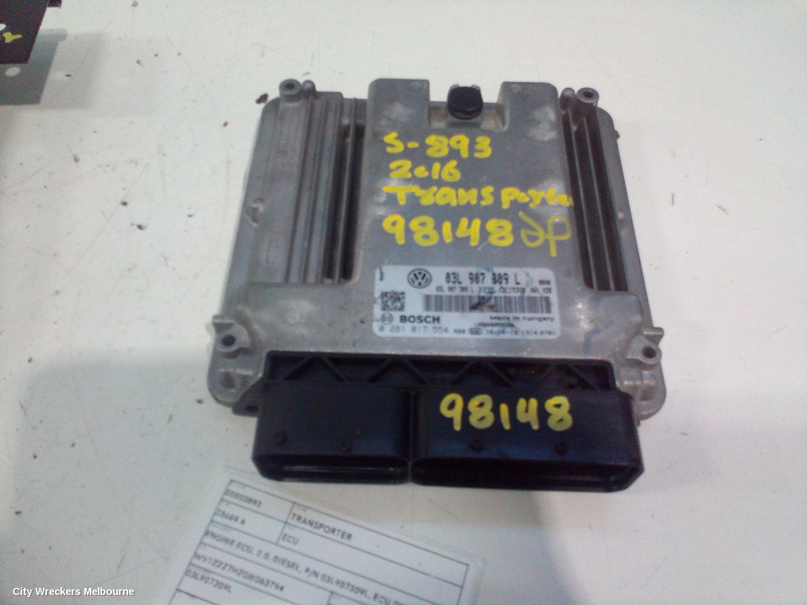 VOLKSWAGEN TRANSPORTER ECU, ENGINE ECU, 2.0, DIESEL, P/N 03L907309L, ECU ONLY, T6, 07/2015 ONWARDS