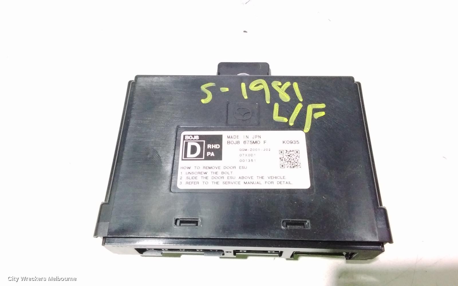 MAZDA 3, BP, 03/2019 ONWARDS, B0J8 675MO F  LHF DOOR CONTROL MODULE: 98255
