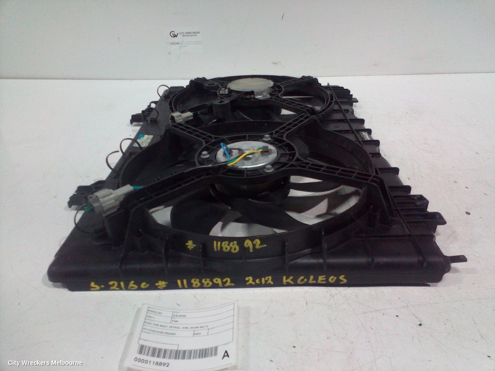 RENAULT KALEOS FAN, DUAL FAN ASSY, PETROL, H45, 09/2008 - 04/2016