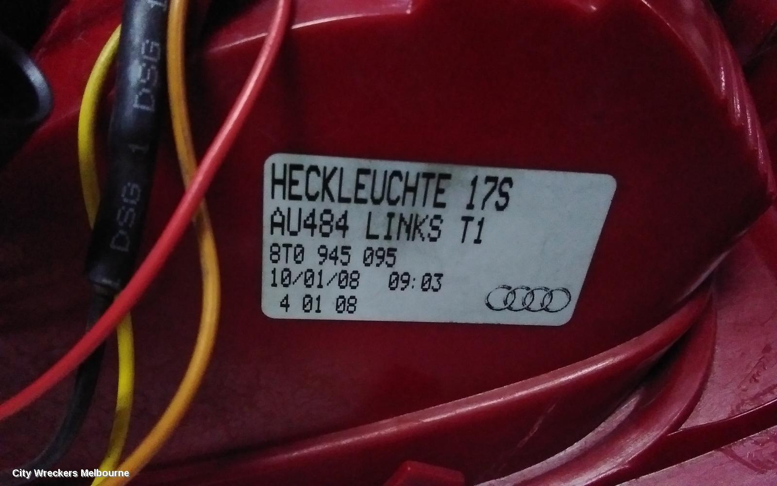 AUDI A5 LEFT TAILLIGHT, A5, 8T, COUPE/HATCH, NON LED TYPE, 10/2007 - 11/2011