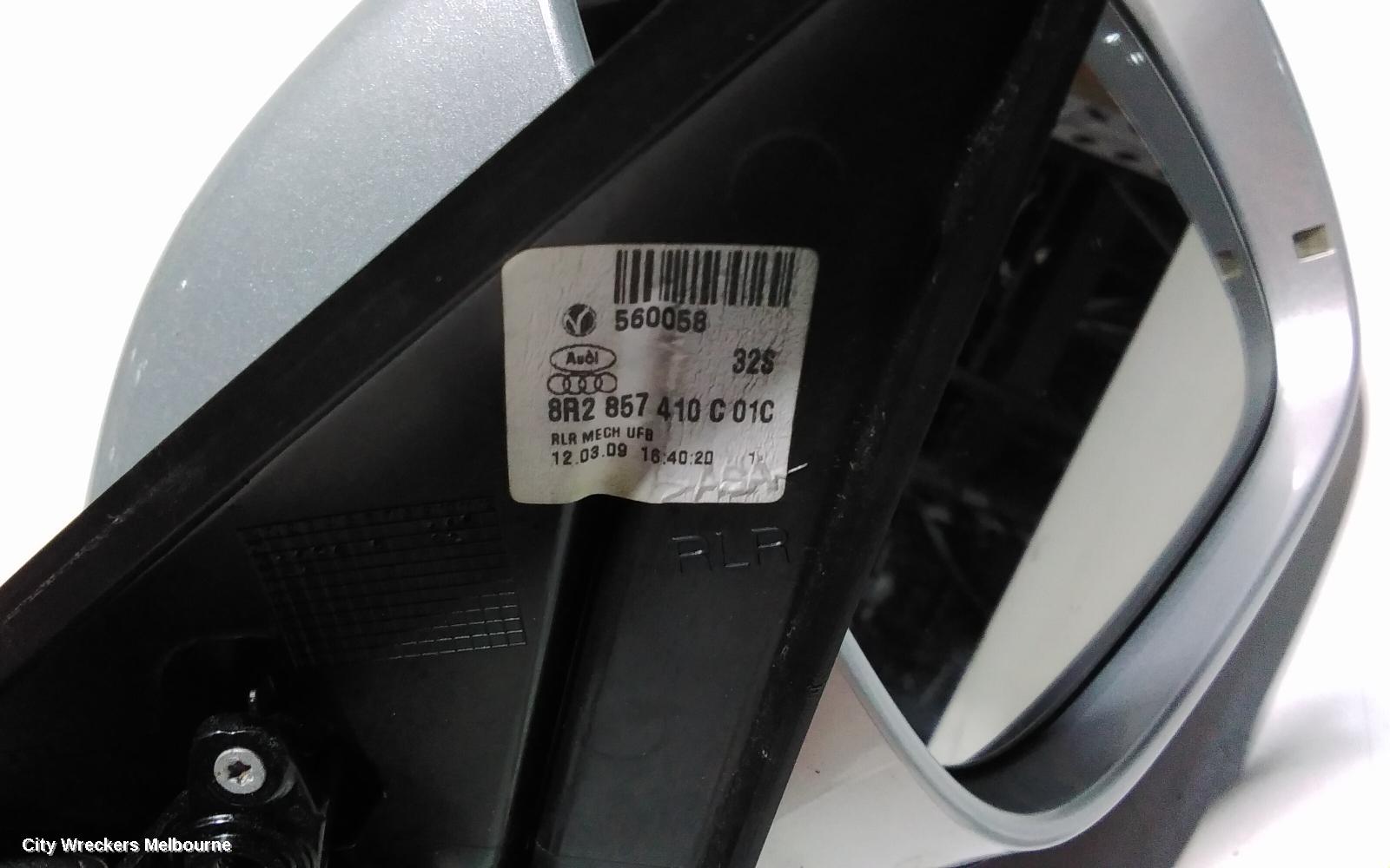 AUDI Q5 RIGHT DOOR MIRROR, 8R, MANUAL FOLD, NON LANE CHANGE ASSIST TYPE (6XC/7Y0 1PLUG, 7 WIRE), 03/2009 - 11/2014