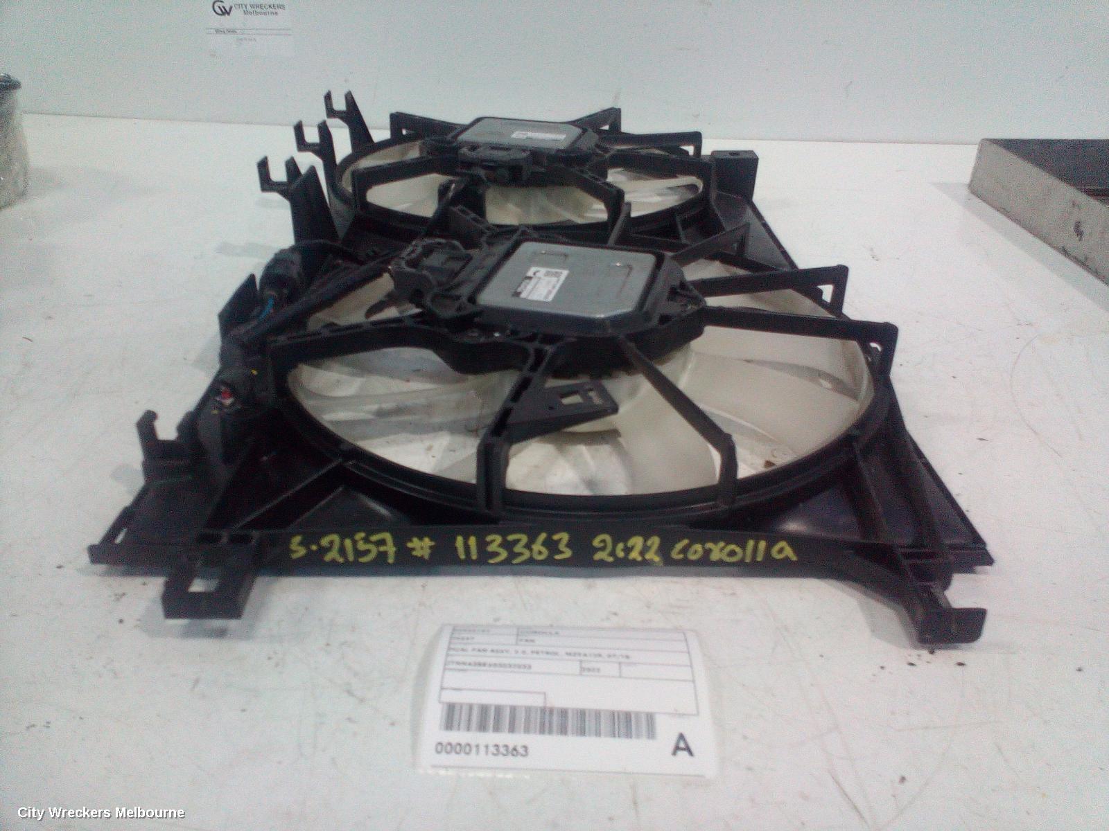 TOYOTA COROLLA FAN, DUAL FAN ASSY, 2.0, PETROL, MZEA12R, 07/2018 ONWARDS
