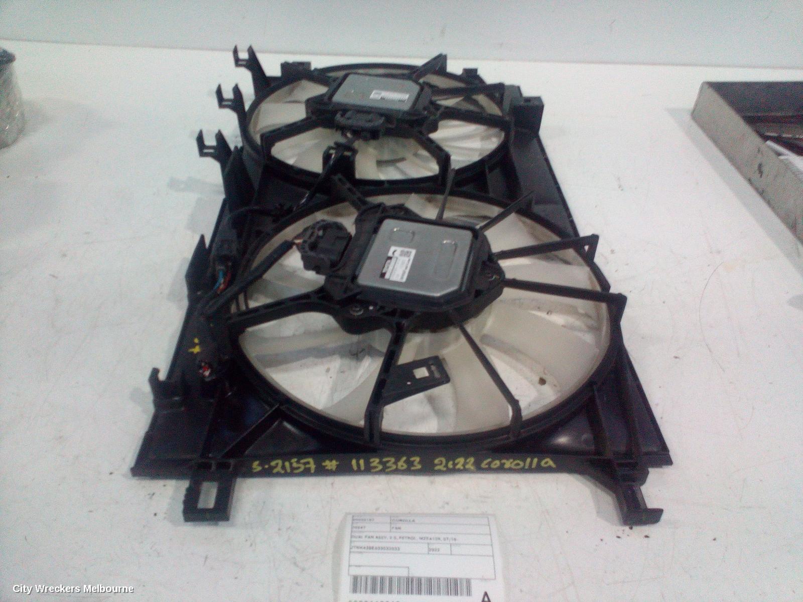 TOYOTA COROLLA FAN, DUAL FAN ASSY, 2.0, PETROL, MZEA12R, 07/2018 ONWARDS