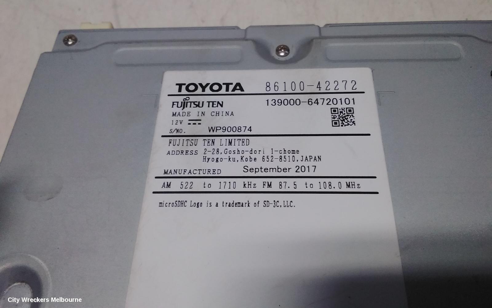 TOYOTA RAV4 RADIO/CD/DVD/SAT/TV, HEAD UNIT, W/ SAT NAV, NON JBL TYPE, XA50, GX/GXL/XSE, 11/2018 ONWARDS