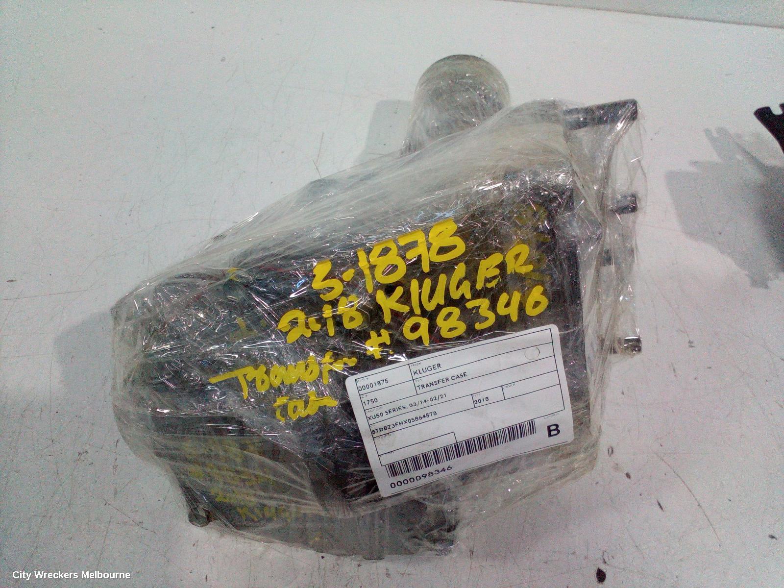 TOYOTA KLUGER TRANSFER CASE, XU50 SERIES, 03/2014 - 02/2021