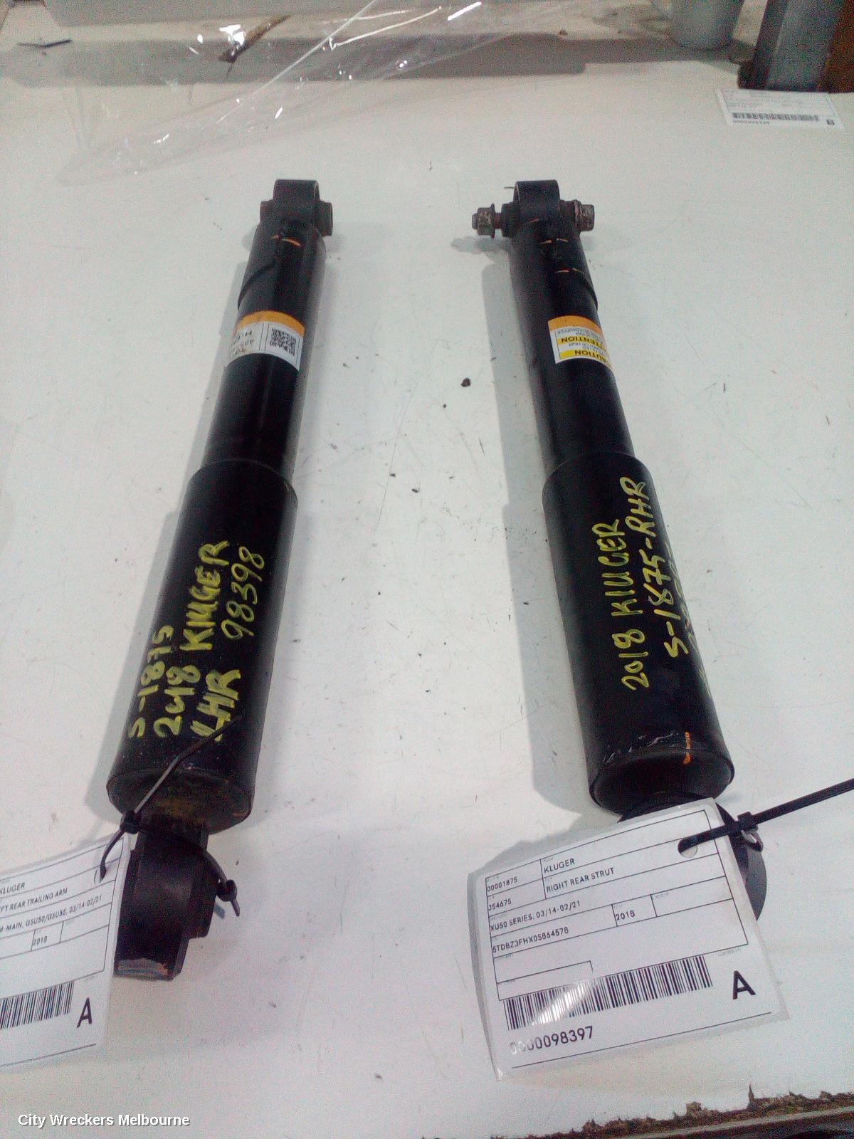 TOYOTA KLUGER RIGHT REAR STRUT, XU50 SERIES, 03/2014 - 02/2021