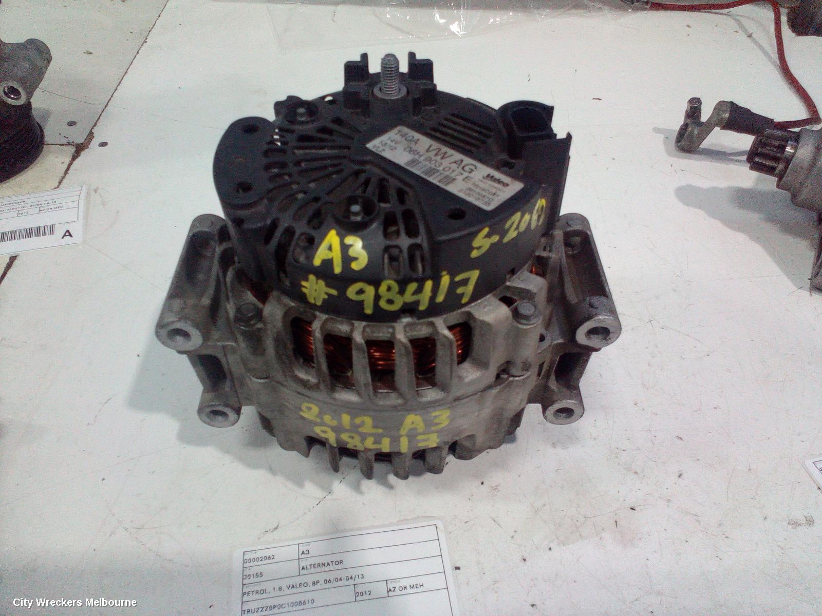 AUDI A3 ALTERNATOR, PETROL, 1.8, VALEO, 8P, 06/2004 - 04/2013