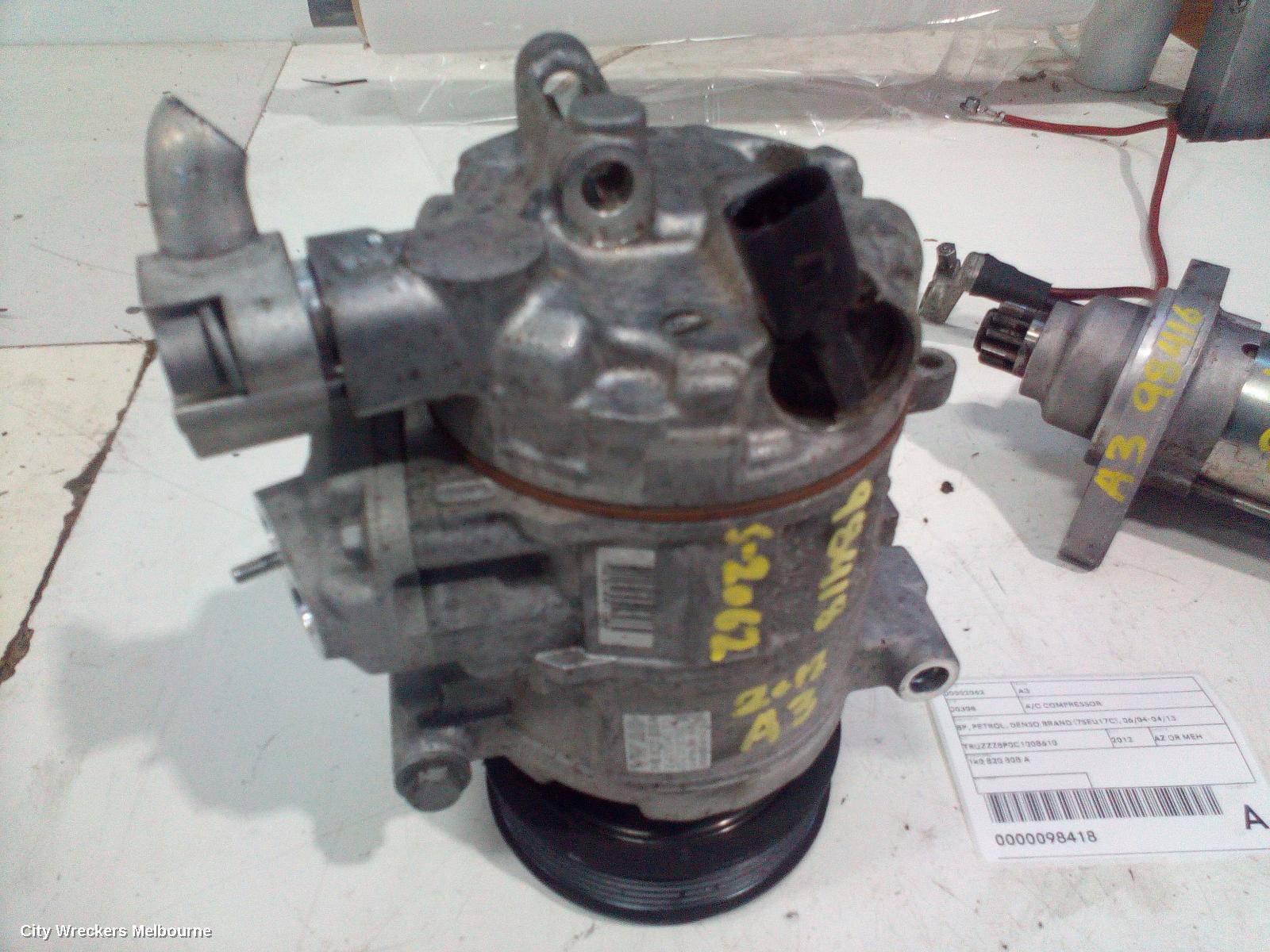 AUDI A3 A/C COMPRESSOR, 8P, PETROL, DENSO BRAND (7SEU17C), 06/2004 - 04/2013