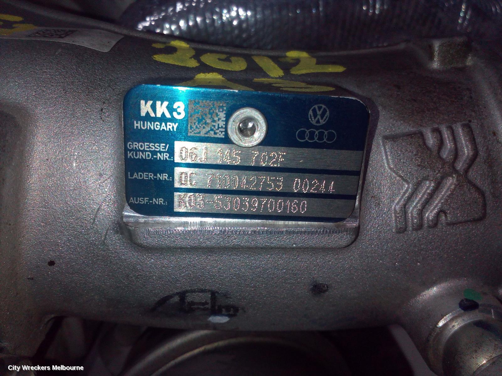 AUDI A3 TURBO SUPERCHARGER, PETROL, 1.8, CDAA CODE, 8P, 05/2007 - 04/2013