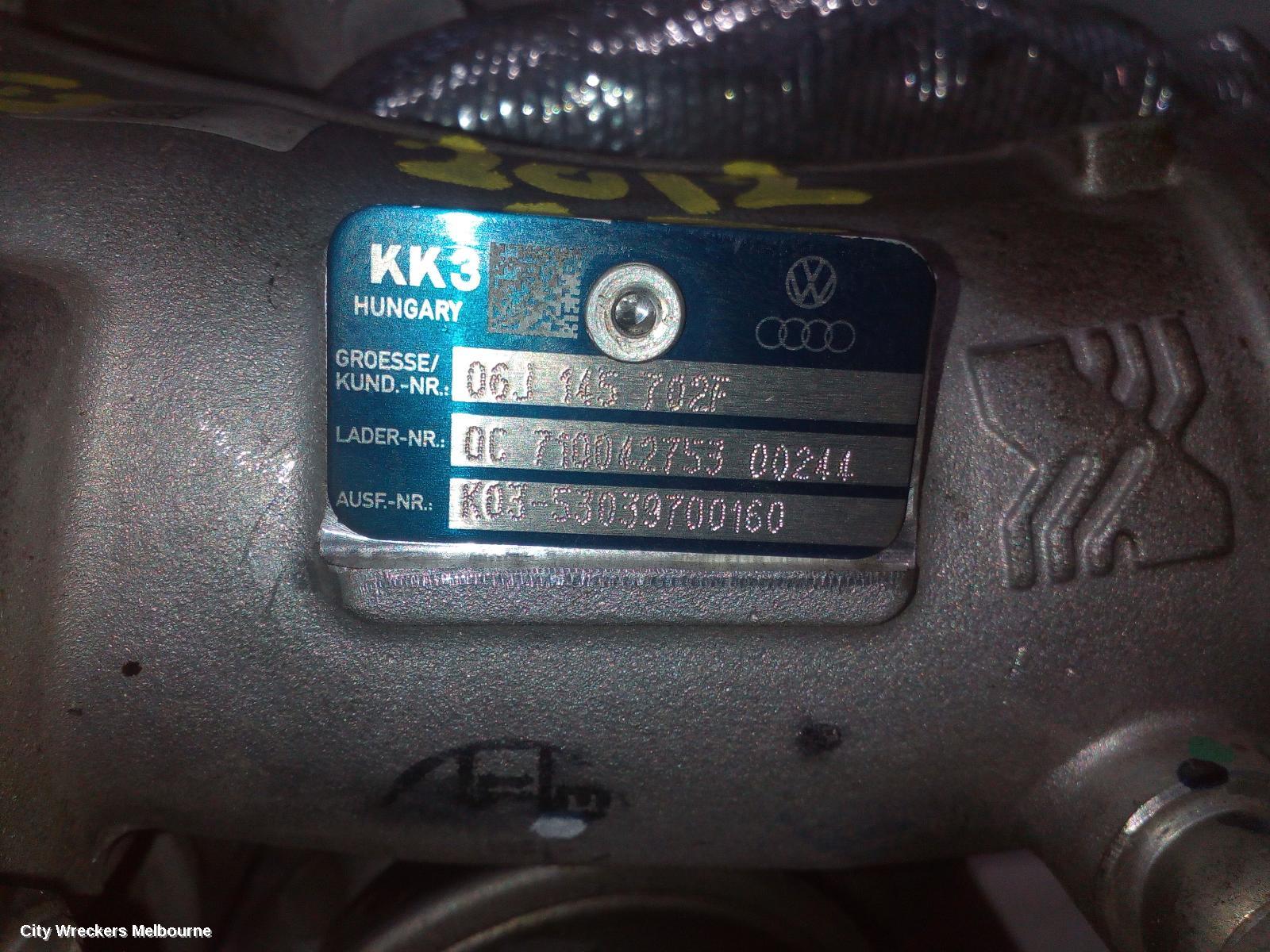AUDI A3 TURBO SUPERCHARGER, PETROL, 1.8, CDAA CODE, 8P, 05/2007 - 04/2013