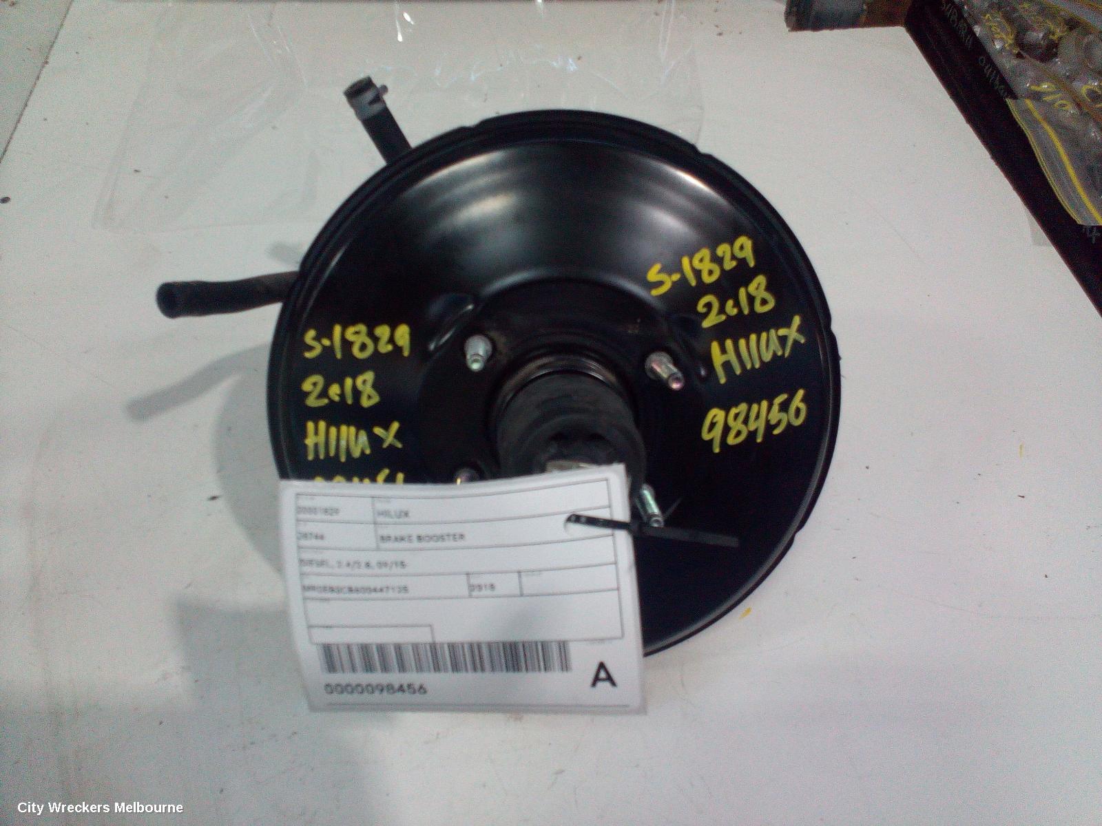 TOYOTA HILUX BRAKE BOOSTER, DIESEL, MANUAL T/M TYPE, 2.4/2.8, 09/2015 -