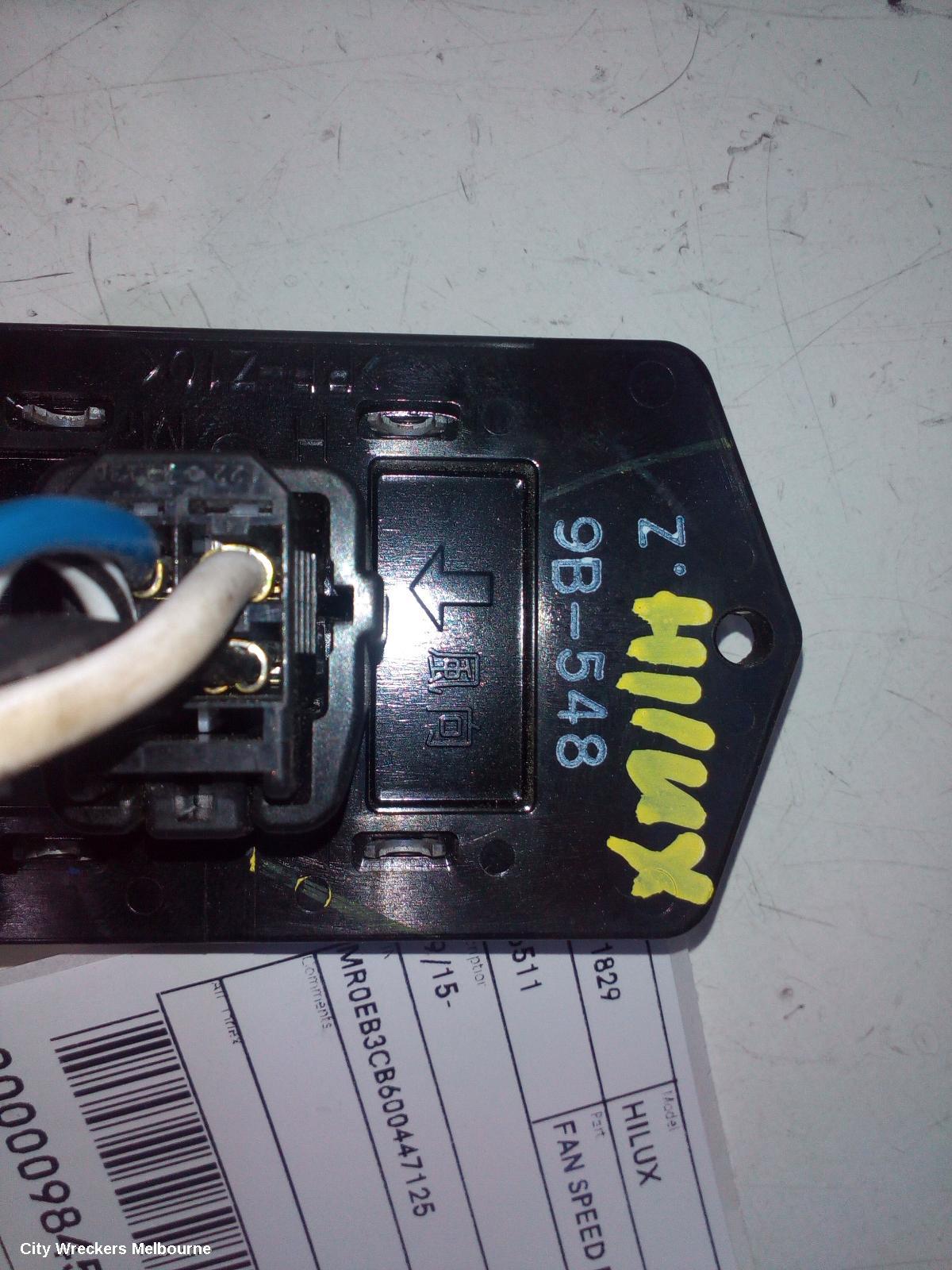 TOYOTA HILUX FAN SPEED RESISTOR, NON CLIMATE CONTROL TYPE, 06/2015 ONWARDS