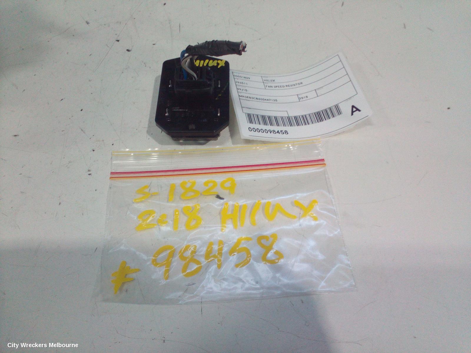 TOYOTA HILUX FAN SPEED RESISTOR, NON CLIMATE CONTROL TYPE, 06/2015 ONWARDS