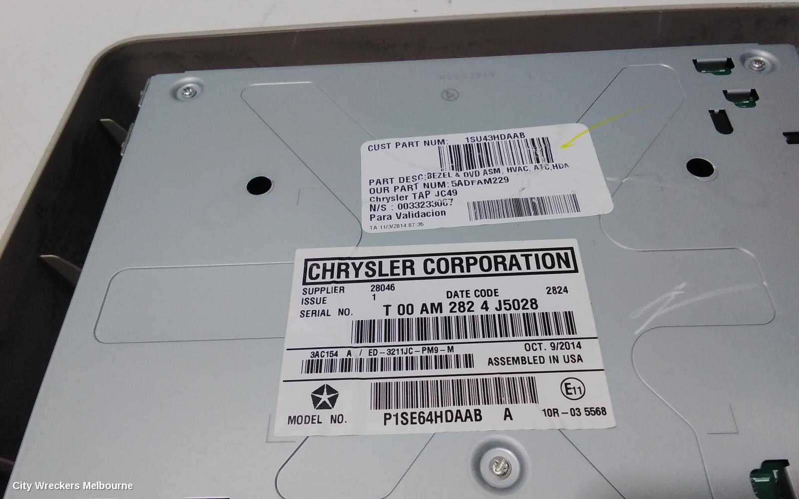 FIAT FREEMONT RADIO/CD/DVD/SAT/TV, DVD PLAYER (ROOF MOUNTED), JF, 04/2013 - 01/2017