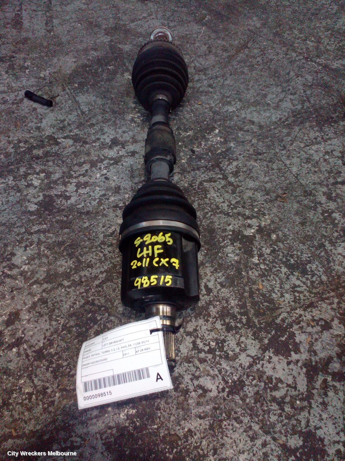 MAZDA CX7 LEFT DRIVESHAFT, FRONT, PETROL, TURBO, 2.3, L3, 4WD, ER, 11/2006 - 02/2012