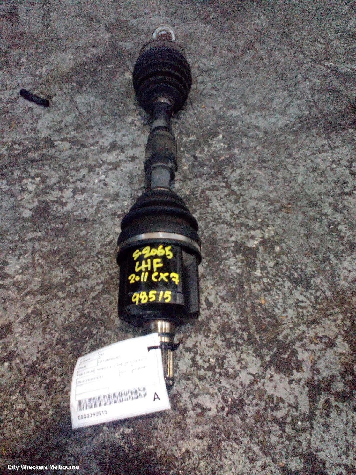 MAZDA CX7 LEFT DRIVESHAFT, FRONT, PETROL, TURBO, 2.3, L3, 4WD, ER, 11/2006 - 02/2012