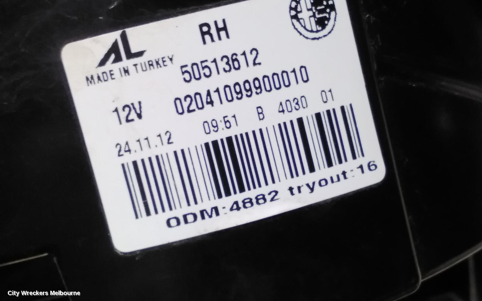 ALFA ROMEO GIULIETTA RIGHT TAILLIGHT, 940 SERIES, 01/2011 - 12/2020