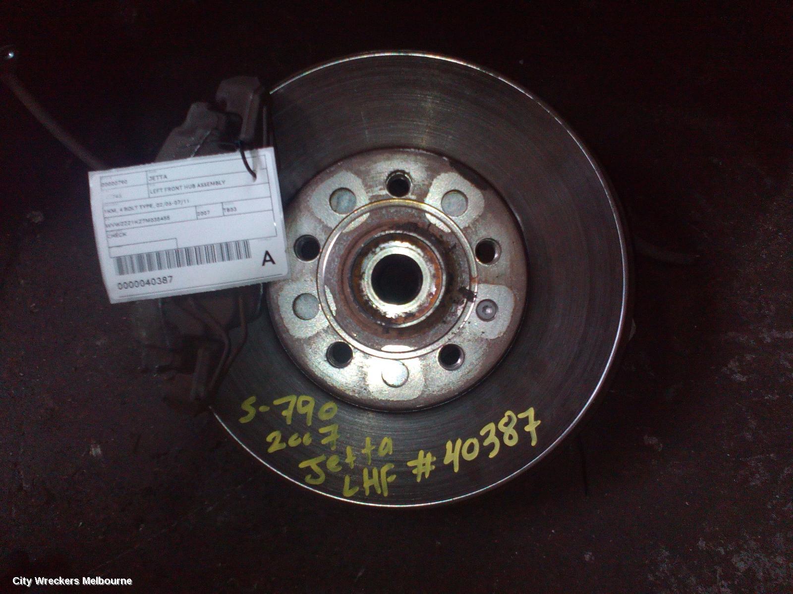 VOLKSWAGEN JETTA LEFT FRONT HUB ASSEMBLY, 1KM, 4 BOLT TYPE, 02/2006 - 07/2011