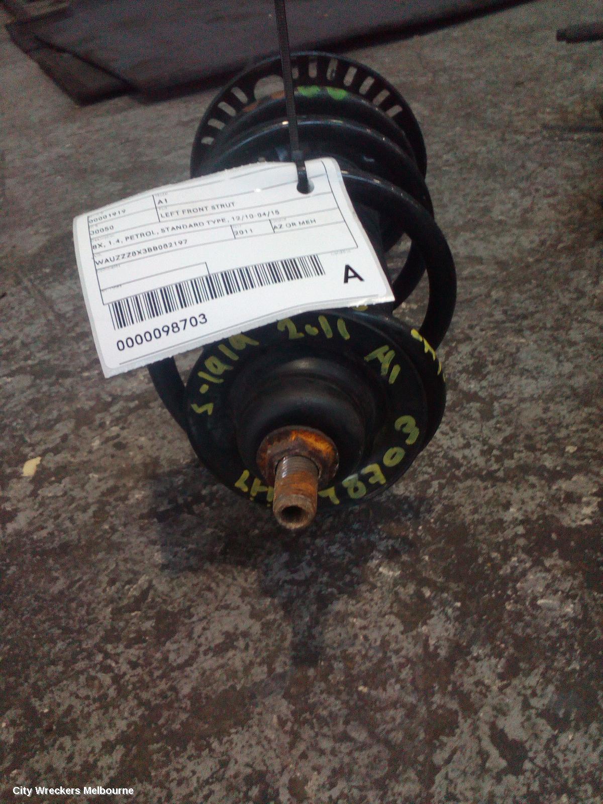 AUDI A1 LEFT FRONT STRUT, 8X, 1.4, PETROL, STANDARD TYPE, 12/2010 - 04/2015