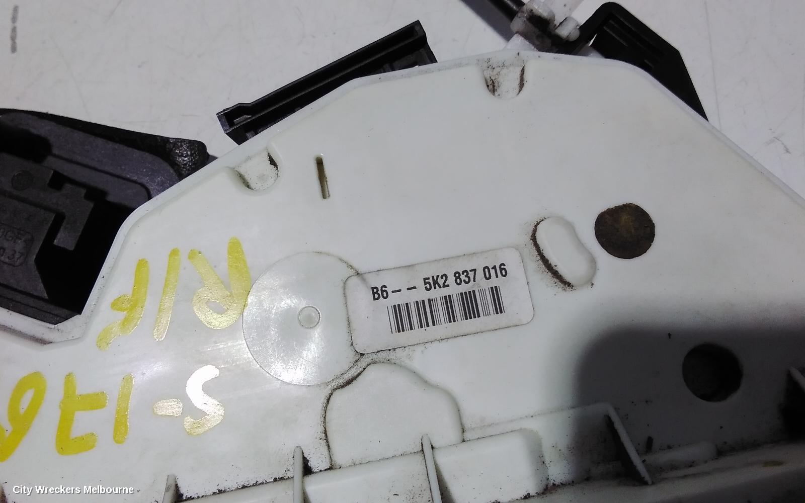 VOLKSWAGEN GOLF DOOR/BOOT/GATE LOCK, RIGHT FRONT DOOR LOCK, GEN 6, HATCH/CABRIO, P/N 5K2837016H, 12/2008 - 01/2016